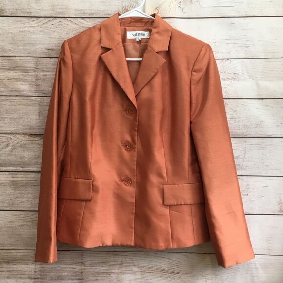 VINTAGE SUIT STUDIO LIGHTWEIGHT BLAZER IN BURNT ORANGE - Picture 1 of 7